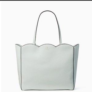 Kate Spade Leewood Place Rainn WinterMint Splash Scalloped Pebbled Leather Tote
